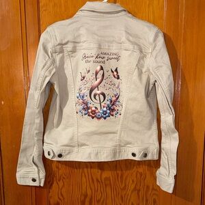 Talbots Cream Graphic Jean Jacket